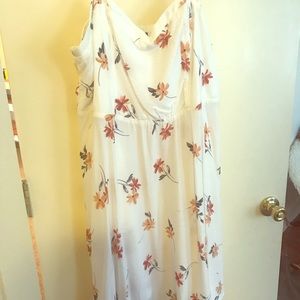 White dress with floral print